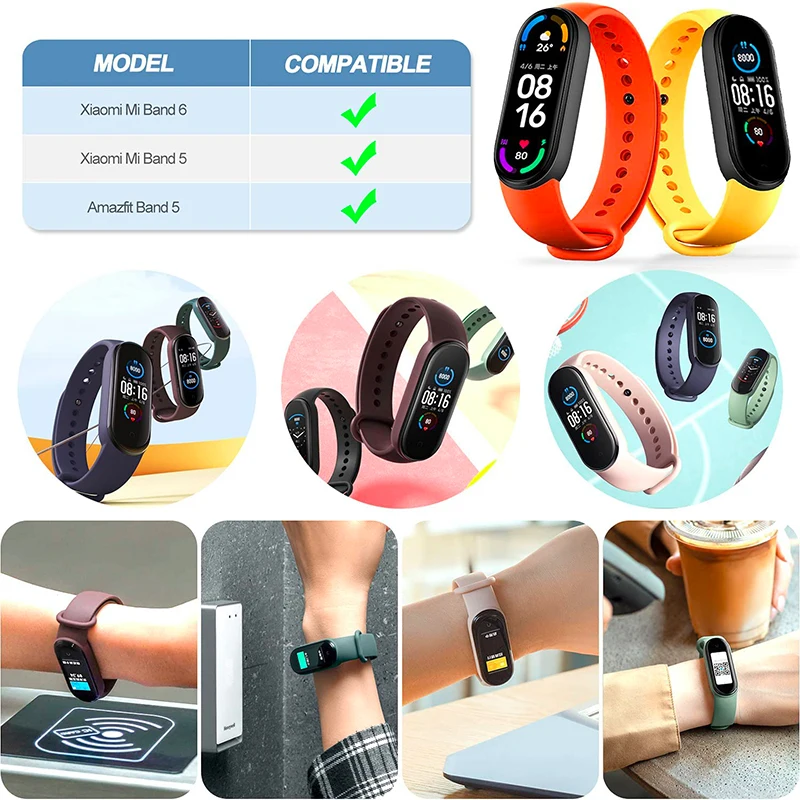Ремешок для Xiaomi Mi Band 5 4 3 Nfc силиконовый сменный Браслет Для 6 MiBand цветной ремешок