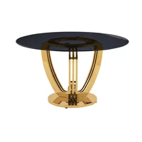 Modern Round Dining Tables Tempered Glass Coffee Table Luxury Stainless Steel  Pedestal Luxury Gold Furniture