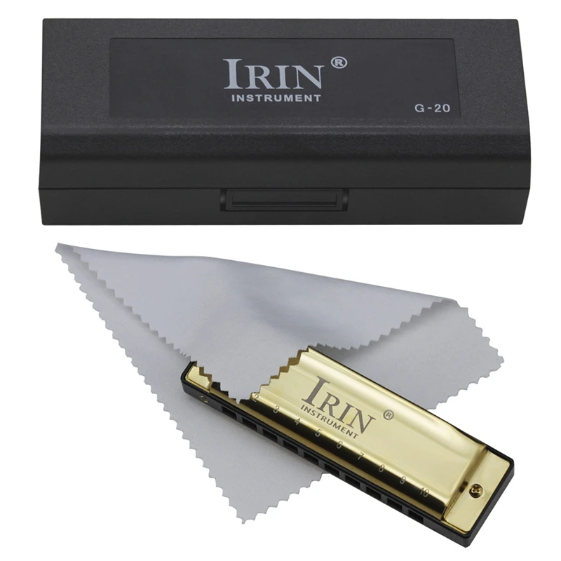 

IRIN 10 Holes 20 Tone G Key Harmonica Blues Musical Instrument Diatonic Harp With Storage Box