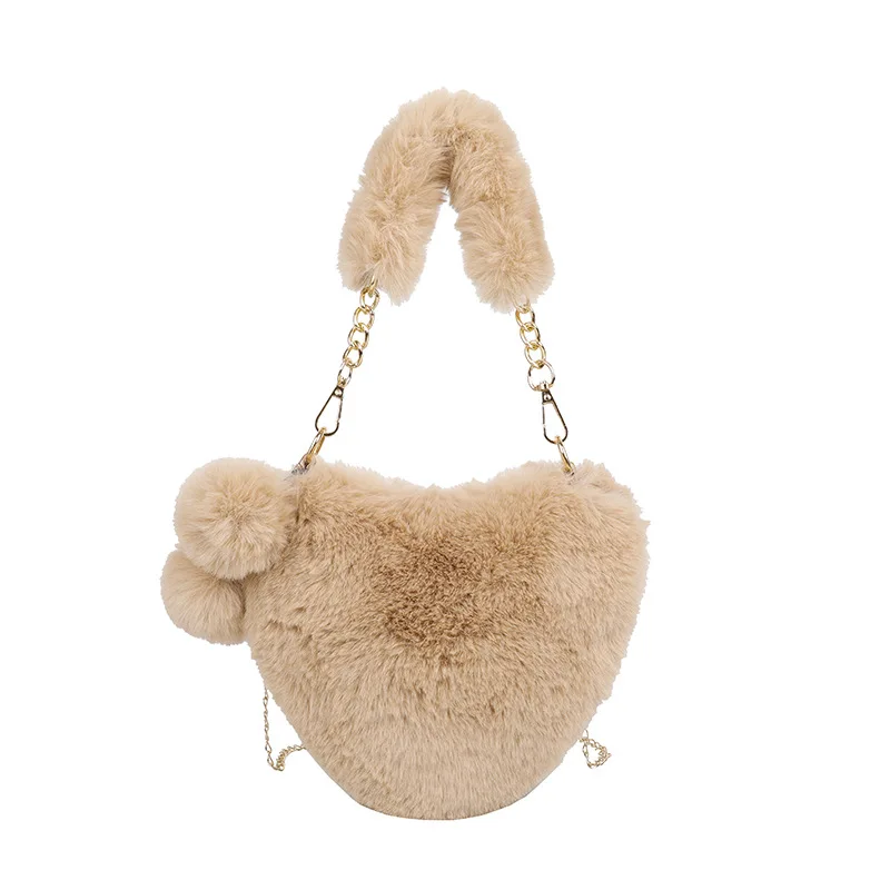 

Crossbody Luxury Designer Bags for Women Plush Fashion Heart Shaped Female Handbag Shoulder the Tote Women's Bag 2022 Trend Soft