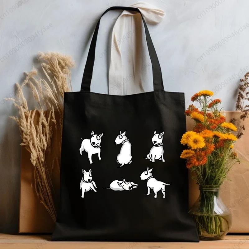 Повседневная парусиновая женская сумка-тоут унисекс бультерьер индивидуальный