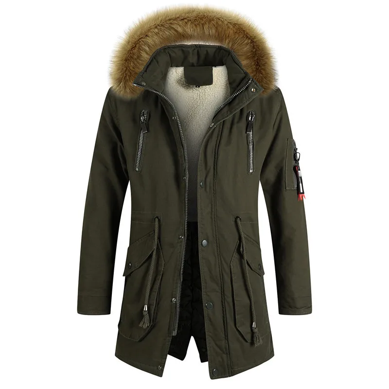 

Parkas 2022 Casual Winter Cargo Thick Jacket Men's Windbreak Warm Padded Plus Velvet Overcoat Fashion Outerwear Coat OverSize