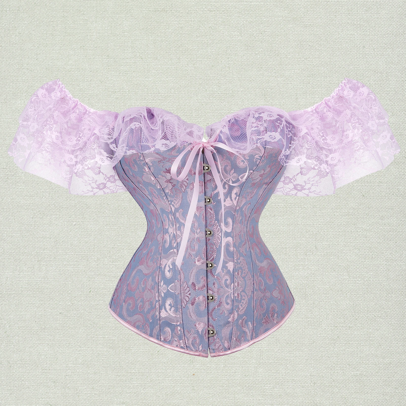 

Fishbone Clothing Retro Style Short Sleeved Shaping Clothes Soft Breathable Comfortable Fishbone Strap Bustier for Party