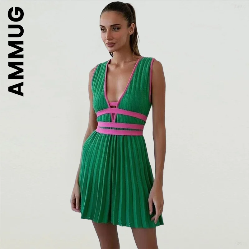 

Ammug Pleated Mini Dress Women Vintage Sweet Dress Cheap Basic Dresses For Women 2021 Chic Dresses Dress Woman