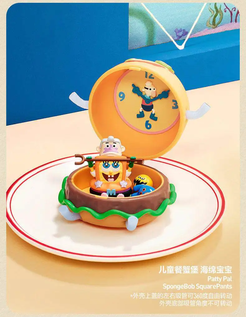 Фото POPMART SpongeBob Crab Mornong Burger: Популярная серия фигурок-сюрпризов в коробках, игрушка-подарок, в наличии №4