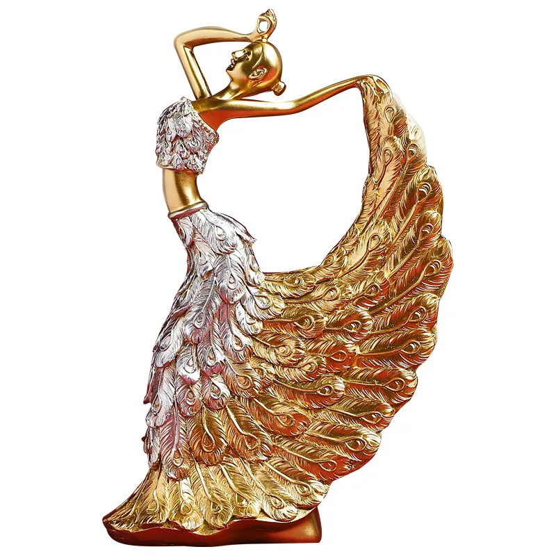 

Fashion Resin Golden Dancing Girl Sculpture Crafts Gifts Living Room Office Porch Desktop Home Decor Ornaments