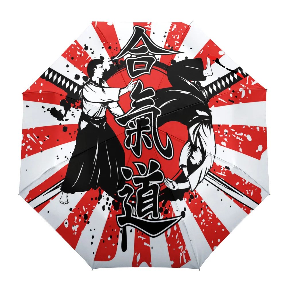 

Armor Bushido Katana Battle Print Women Men Rain Umbrella Three Folding Girl Durable Portable Automatic Umbrellas Gift Parasol