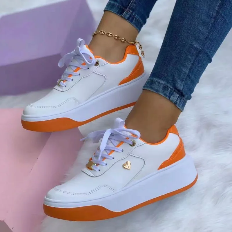 

Women's Fashion Ladies Casual Vulcanized Shoes Lace Up Thick Sole Sneakers Women's Shoes tenis feminino Plus Size 43