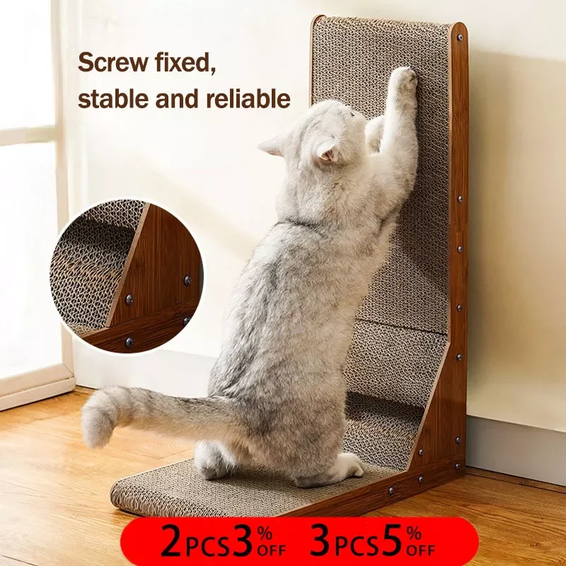 

2023New L-shaped Cat Scratcher Board Detachable Cat Scraper Scratching Post for Cats Grinding Claw Climbing Toy Pet Furniture Su