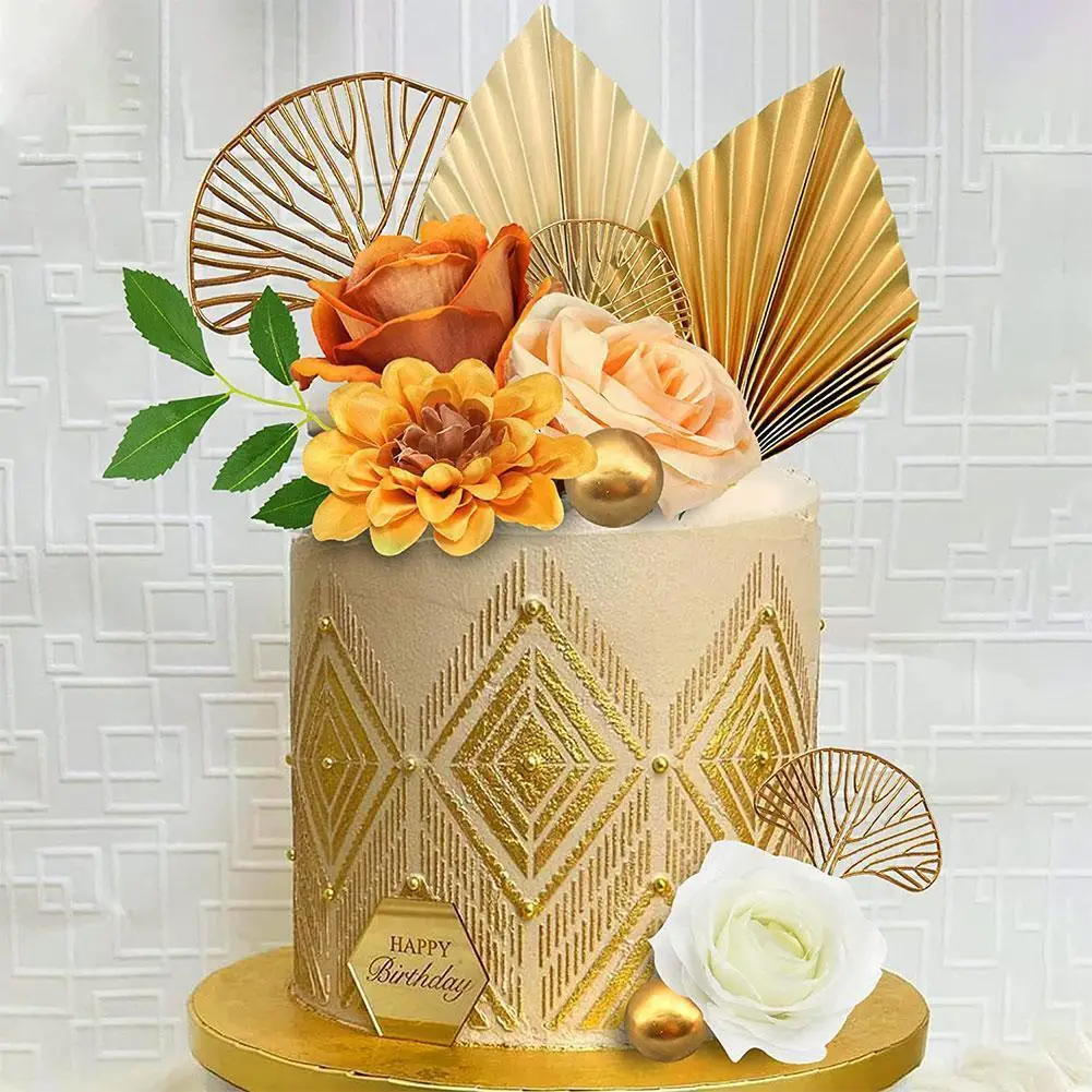 

Golden Palm Leaf Decoration Flower For Cake Topper Paper Birthday Cake Topper Flage For Kids Boy Birthday Party Cake Decors J0J1