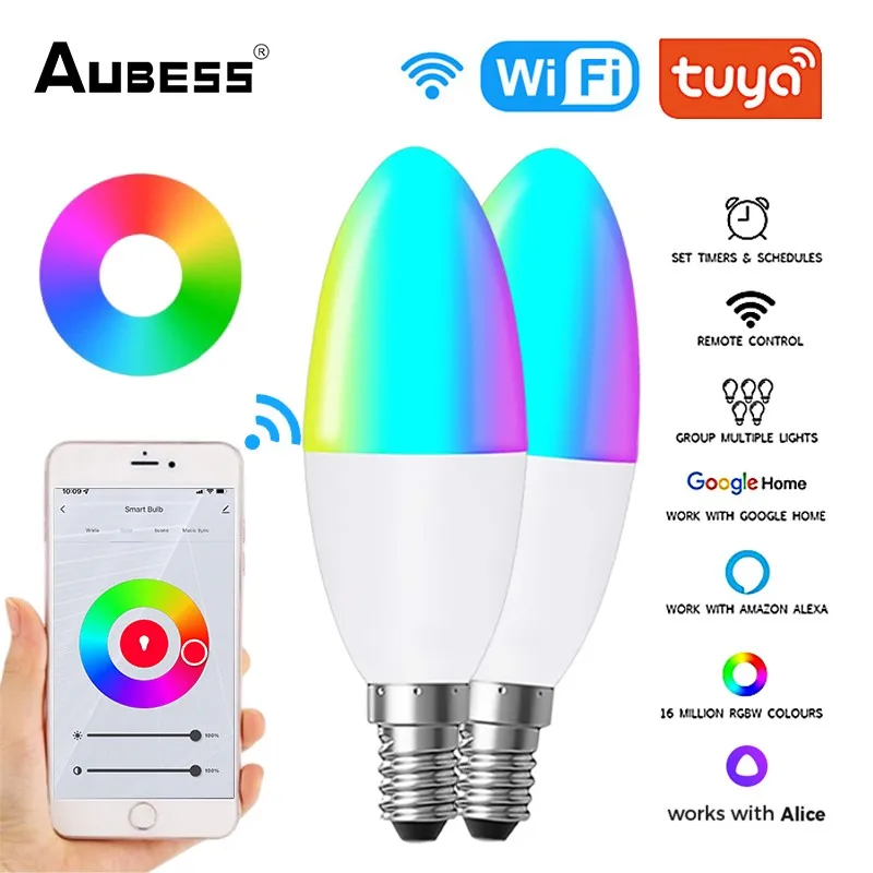 

Tuya Smart Tuya E14 Smart Led Lamp For Alexa Google Home Yandex Alice Smart Bulb Dimmable Wifi Candle Light Bulb Lightbulbs Wifi
