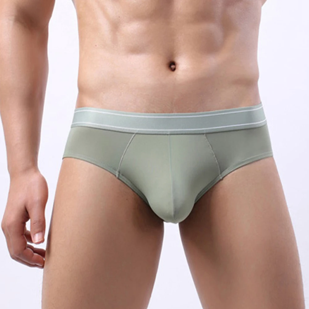 

Mens Ice Silk Briefs Bulge Pouch Underwear Male Breathable Underpants Man Comfortable Seamless Panties