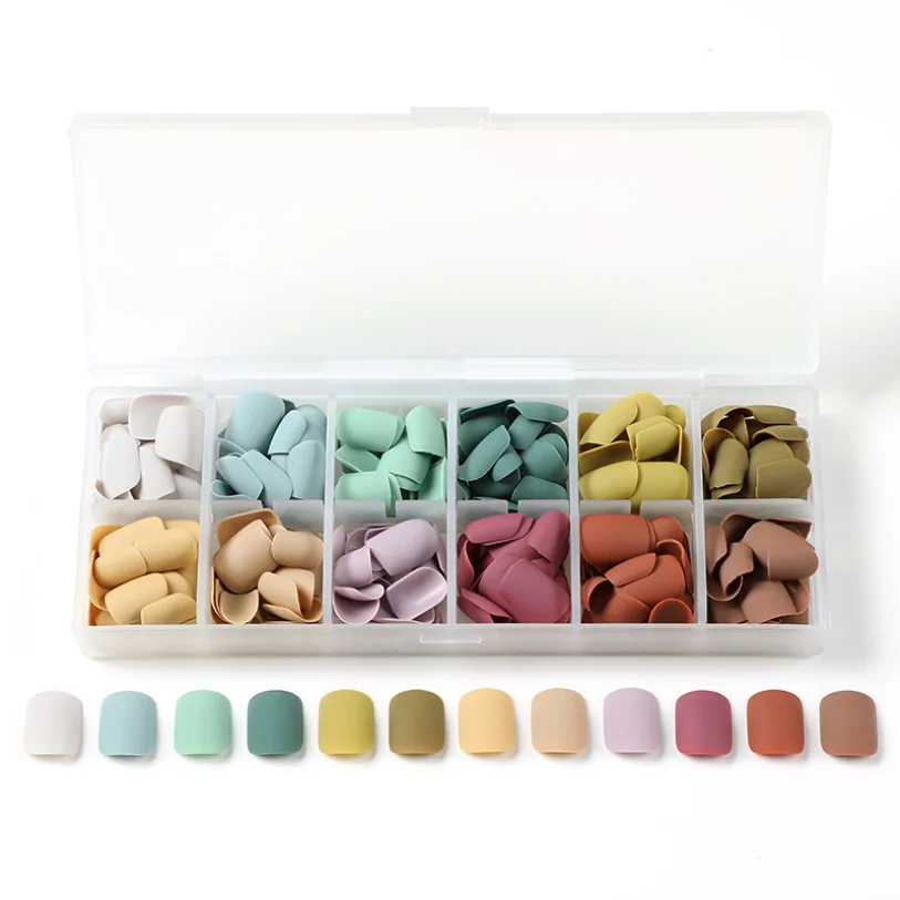 

288Pcs/Box Short Style 12 Colors Wearable Fake Nails Art Frosted Simple Press On Acrylic Nail Wholesale Detachable False Nails