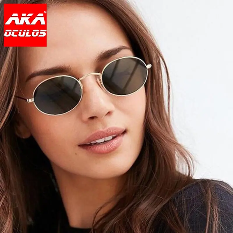 Купи Oculos Oval Sunglasses Shopping Mirror Vintage Oculos Eyeglasses Luxury Women Classic Alloy Glasses De Sol Gafas UV400 2022 за 279 рублей в магазине AliExpress