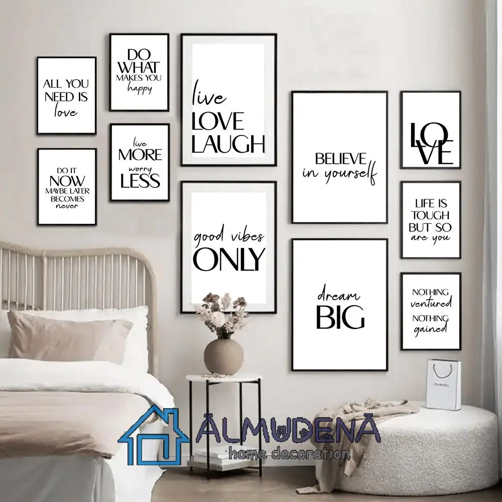 Черно-белый Мотивирующий текст цитаты настенная Картина на холсте хорошая