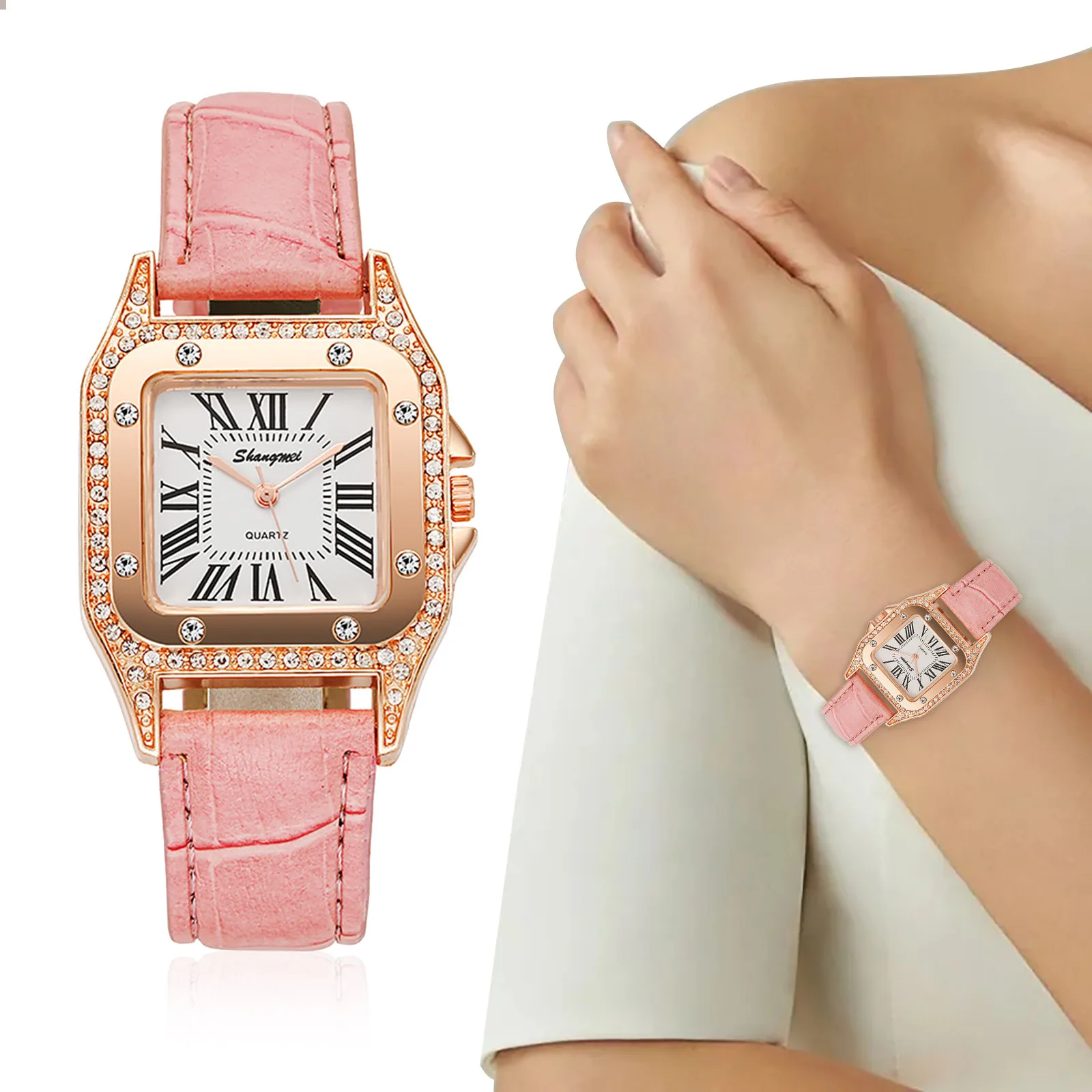 

Часы наручные женские с квадратным ремешком, Модные Аналоговые регулируемые, с бриллиантами, подарок для женщин