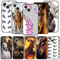 running horse luxury phone case for iphone 13 mini 12 11 pro max xr x se xs 7 8 plus soft silicone black cover shell funda