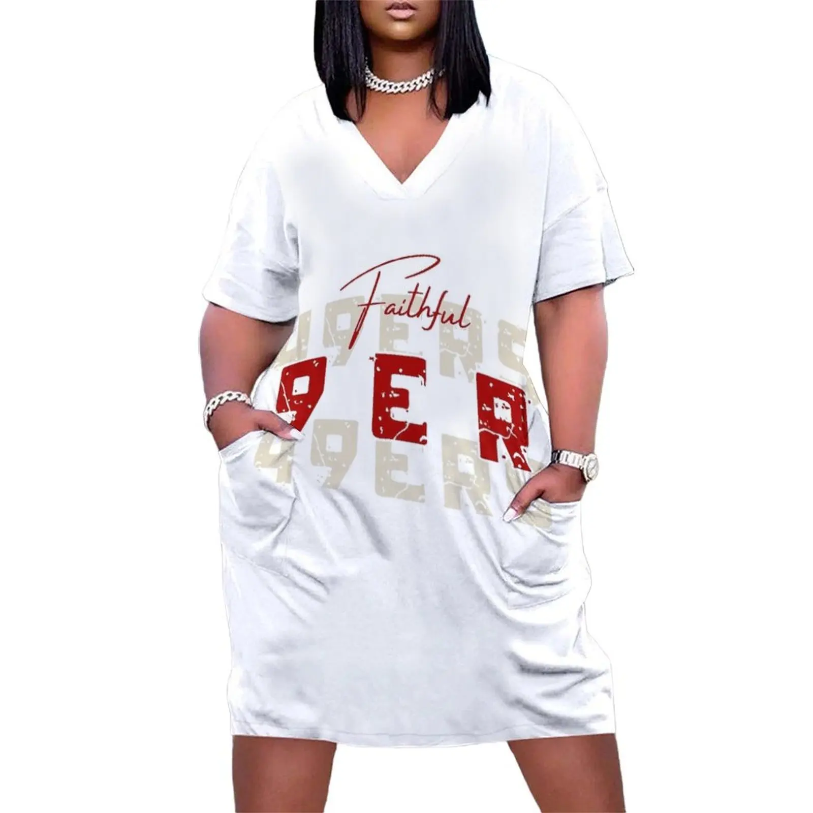 FAITHFUL TO THE BAY 49ERS SAN FRANCISCO Свободное платье с карманами летние платья для женщин