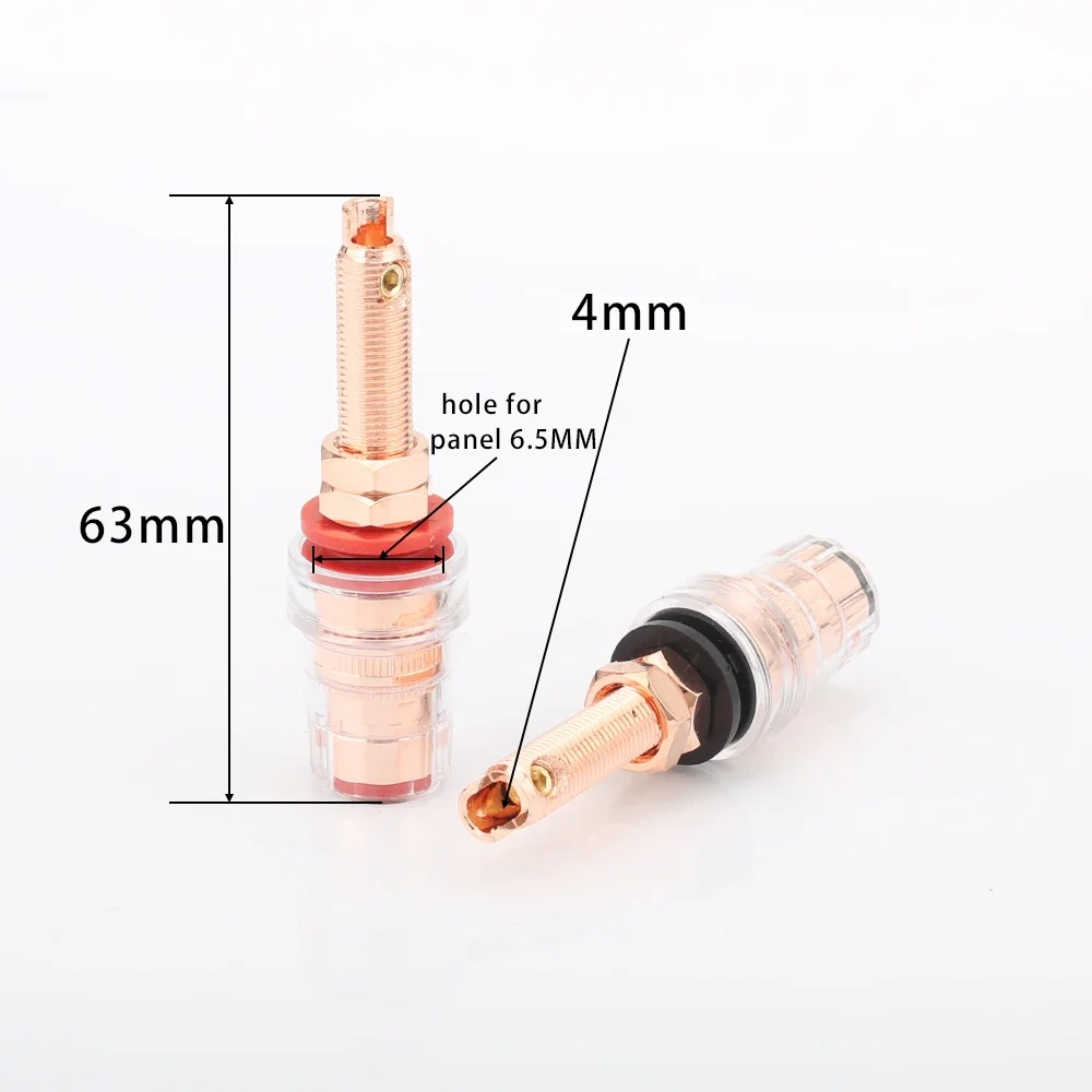 4 шт. Hi-End Eutectic переплетный пост с красным медным покрытием для усилителя динамика