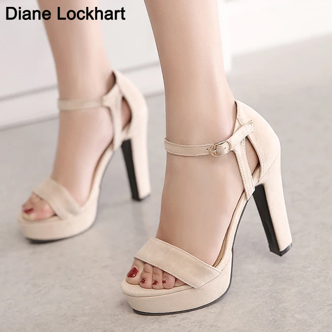 

2022 New Women Platform Summer Sandals Buckle Woman 11cm Thick High Heels Ladies Ankle Strap Shoes Female Sandalias mujer 32 33