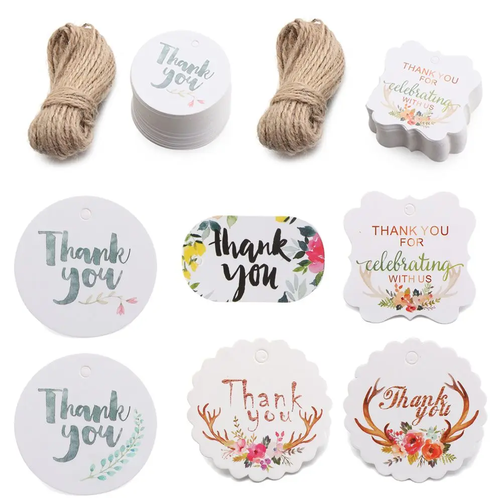 

50pcs Flower Drop Ornaments Christmas Pendant Gift Box Decoration Floral Gift Tags Thank You Hang Tags DIY Paper Label