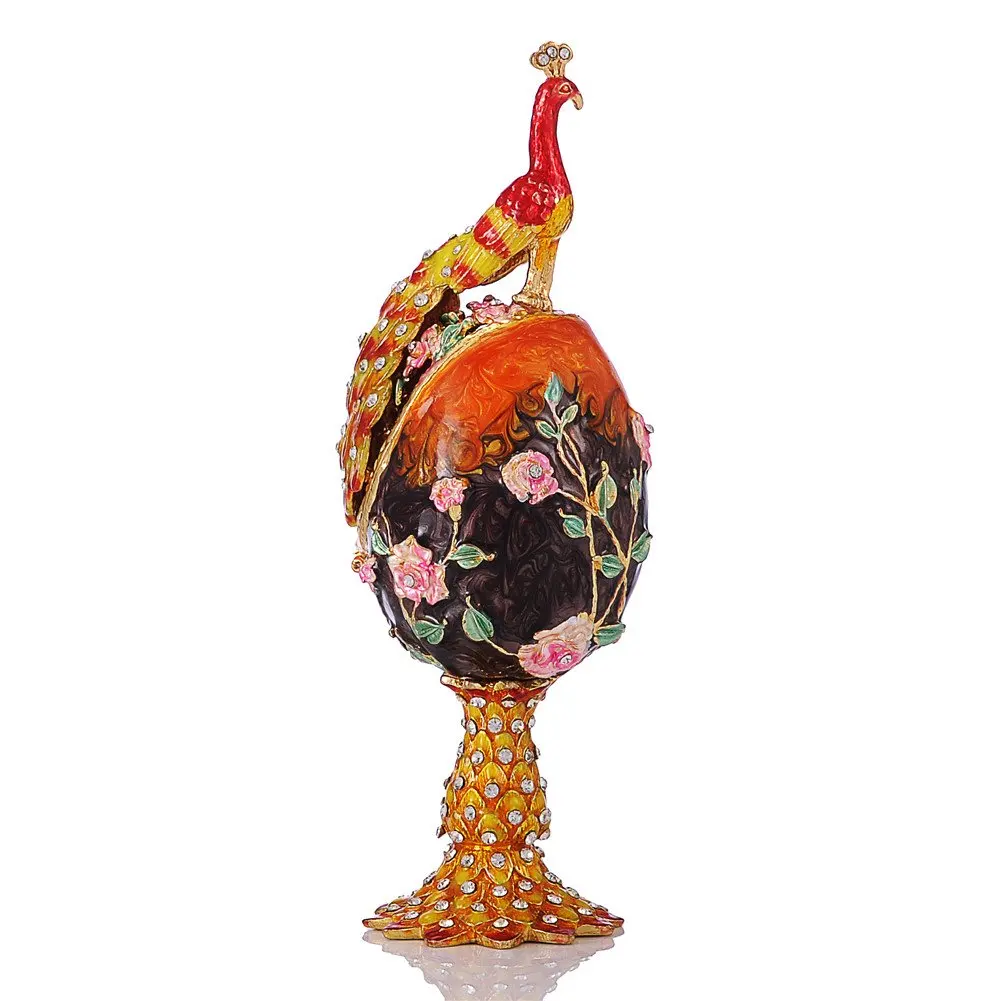 Фото QIFU Винтаж Павлин ремесла фиолетовый Фаберже яйцо фигурка шкатулка для украшения №4