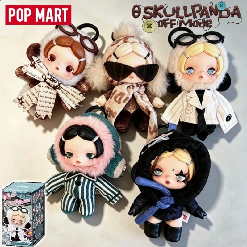 Фото POP MART Skullpanda Off Mode Series: плюшевая кукла-подвеска, милая фигурка, модный коллекционный сувенир, подарок на день рождения №1