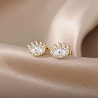 classic evil eye earrings for women vintage gold color boho crystal zircon stud earring girls birthday party jewelry accessories