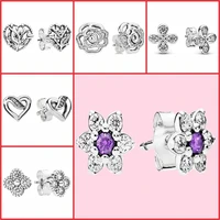 2022 new luxury s925 sterling silver life tree rose love orchid original female pan earrings fit wedding gifts charm jewelry