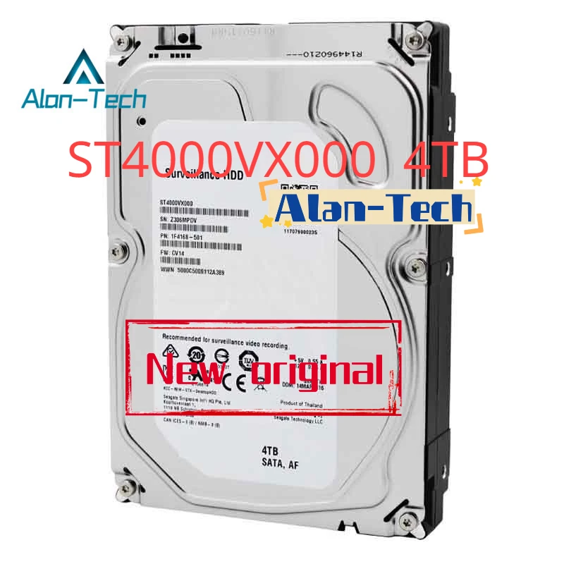 Оригинальный новый жесткий диск ST4000VX000 4 ТБ видеонаблюдения 5900 об/мин 64 Мб кэш-памяти SATA 6,0 Гб/с 3,5 дюйма LFF HDD