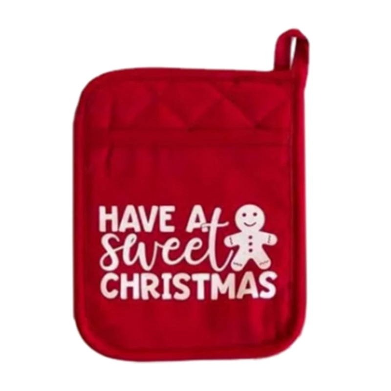 

Heat Resistant Oven Mitts Pot Holder Non-Slip Pot Holder Christmas Pattern Baking Cooking Barbecue Mitt for Kitchen