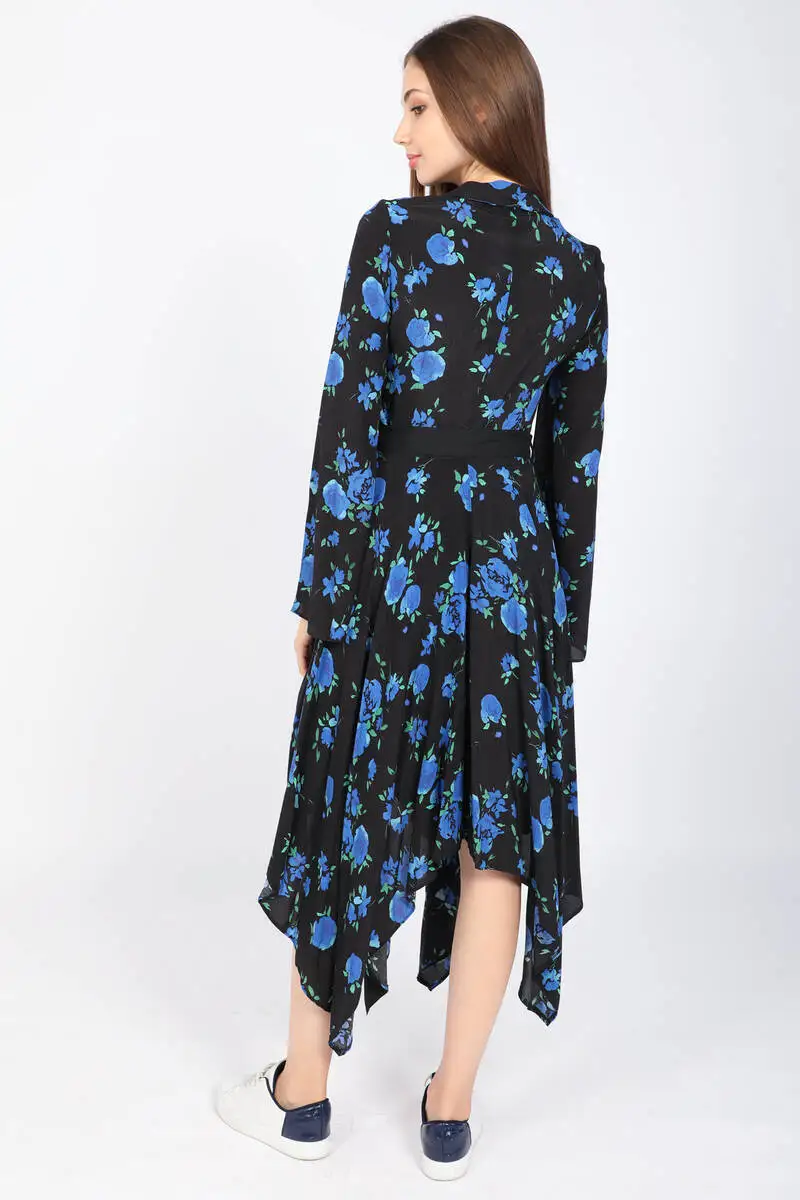 

Womens Floral Patterned Asymmetrical Dress