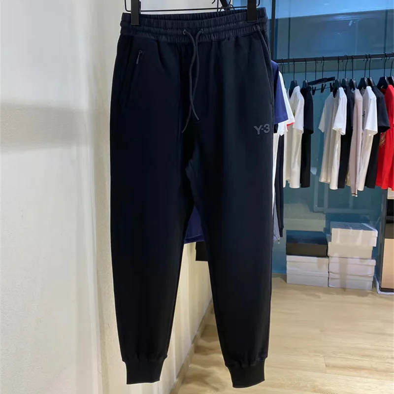 Yohji Y-3 Yamamoto Autumn And Winter Leisure Sports Pants Printing Drawstring Men's Straight Bucket Leg Closing Trousers