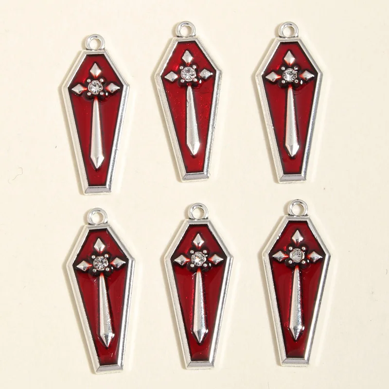 10 шт. серебряный цвет 31x13 мм Панк Эмаль Крест гравировка шармы Хэллоуин кулон для ручной работы ожерелья ювелирные изделия аксессуары