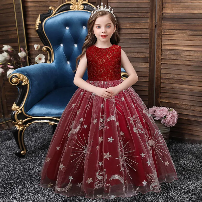 

Fashion Lace Party Dress for Kids Girl Sleeveless Children Girls Party Dress Summer Children Prom Dresses 4-15 Years