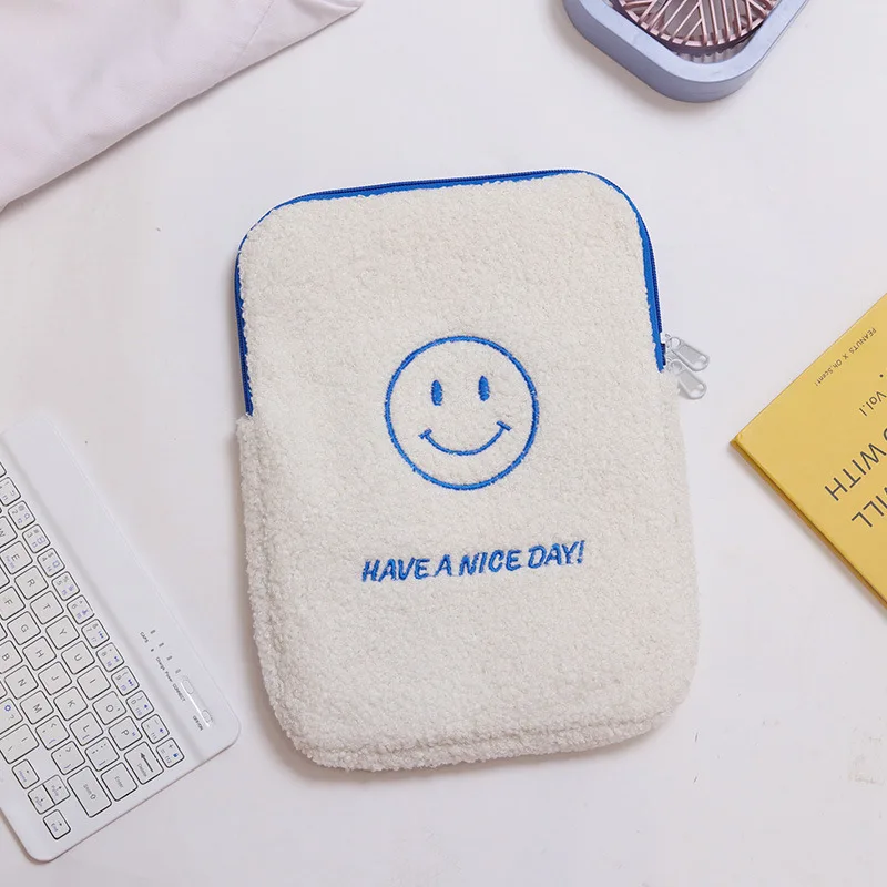 

Cute Smiley Plush Tablet Protective Liner Bag For Ipad Mini 123456 Case 9.7 10.2 10.5 10.8 10.9 Pro 11/13 inch Cover Laptop Bags