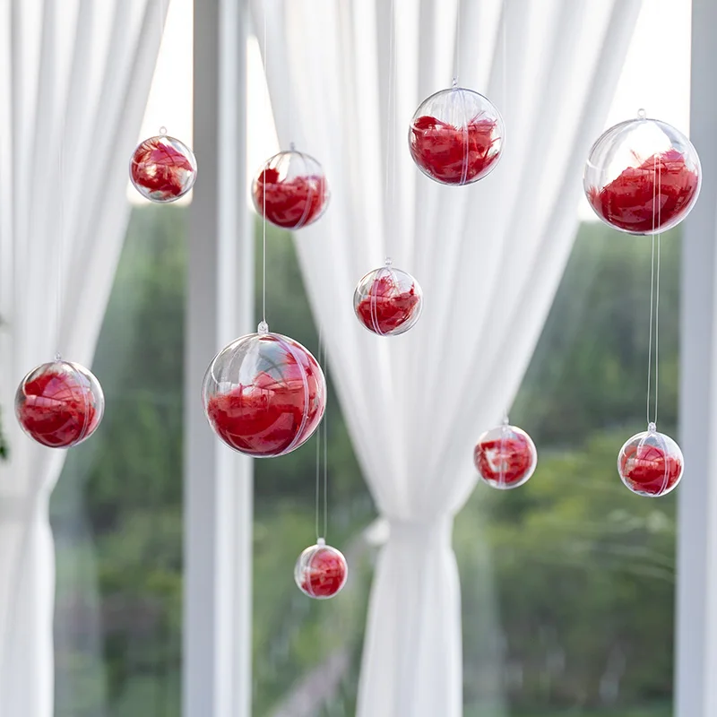 

10 шт., прозрачные шарики и перья для детской комнаты