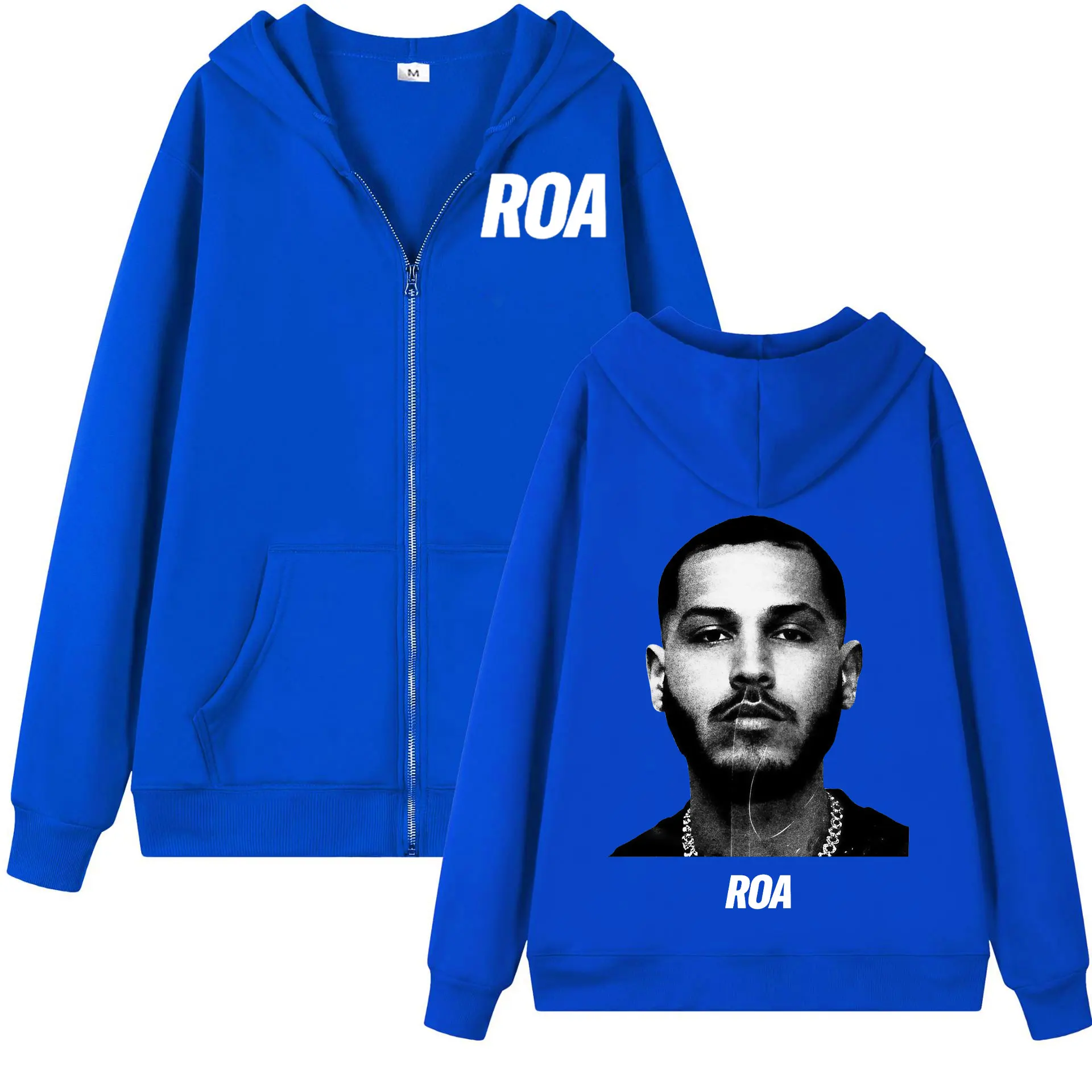 Фото Толстовка с графическим принтом Rapper Roa, модная винтажная куртка на молнии в стиле хип-хоп, пуловеры для мужчин и женщин, повседневные флисовые толстовки с длинными рукавами №4