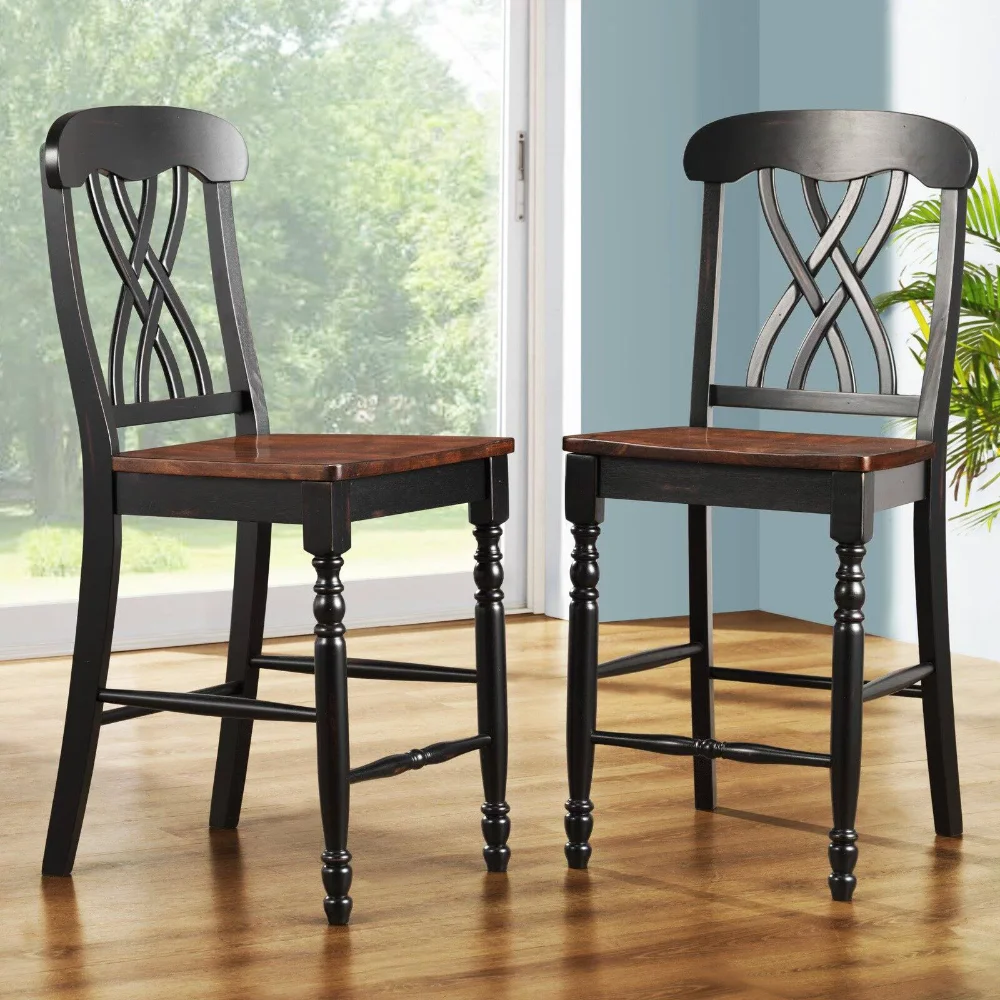 

Weston Home Ohana Counter Height Chair - Black & Oak - Set of 2
