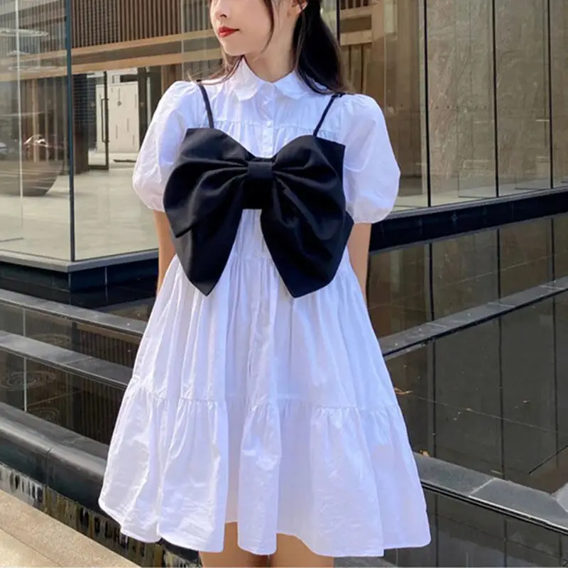 

Solid Summer Schoolgirls Fashion Bow-design Girls Basic Women Black Camisole Popular Chic Clothing All-match Korean Lovely Tops