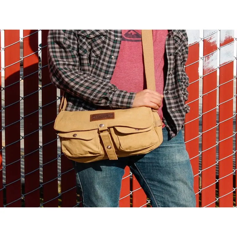 Men's Vintage Canvas  Satchel School Military Shoulder Messenger Crossbody Hiking Bag