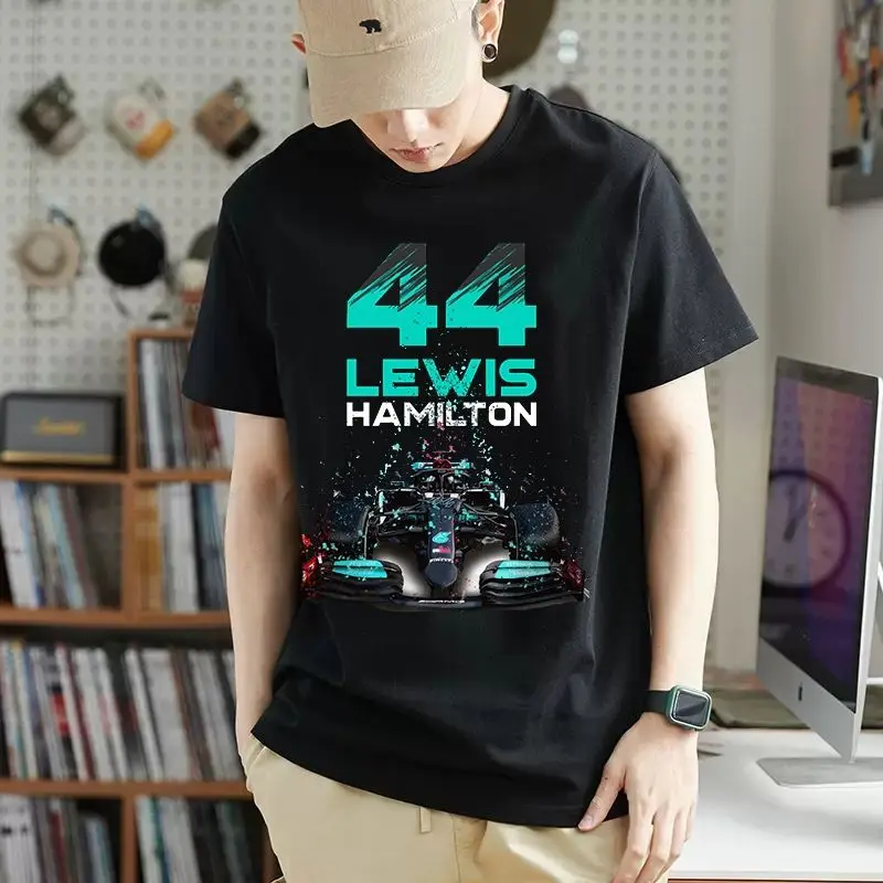 

F1 T-Shirts Formula Lewis Hamilton 44 Racing Car Summer Men Tees Tops 100% Cotton