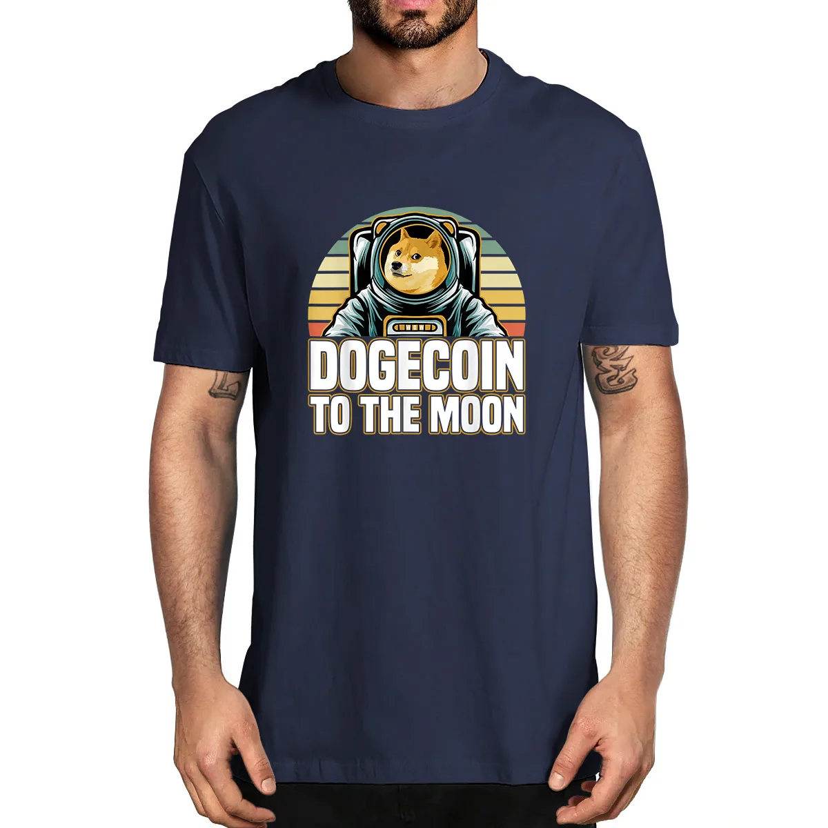 

Dogecoin To The Moon Crypto Meme Funny Men's 100% Cotton Novelty T-Shirt Unisex Humor Streetwear Funny Women Top Tee