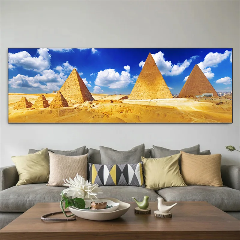 Современная панорамная Картина на холсте Пирамида хафре пейзаж Египет верблюд