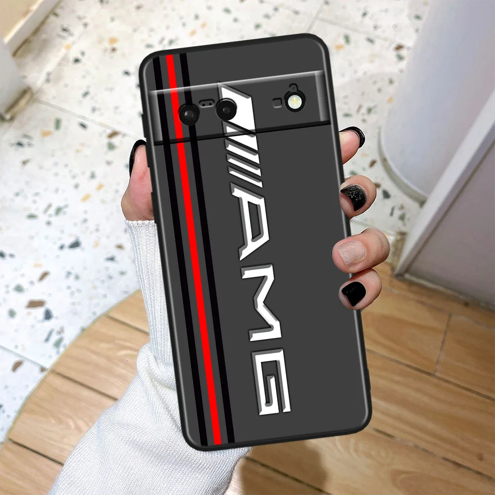 Top Car For AMG Phone Case Shockproof Cover for Google Pixel 8 7A 6A 5A 5 4 4A XL Pro 5G Black Phone Case Soft Fundas Capa images - 6