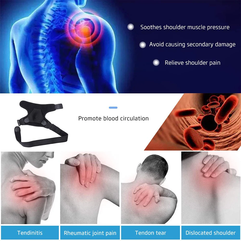 

One Size Bandage Single Brace Shoulder Support Strap Black Sport Neoprene Protector Adjustable Breathable Stretch Relieve Pain