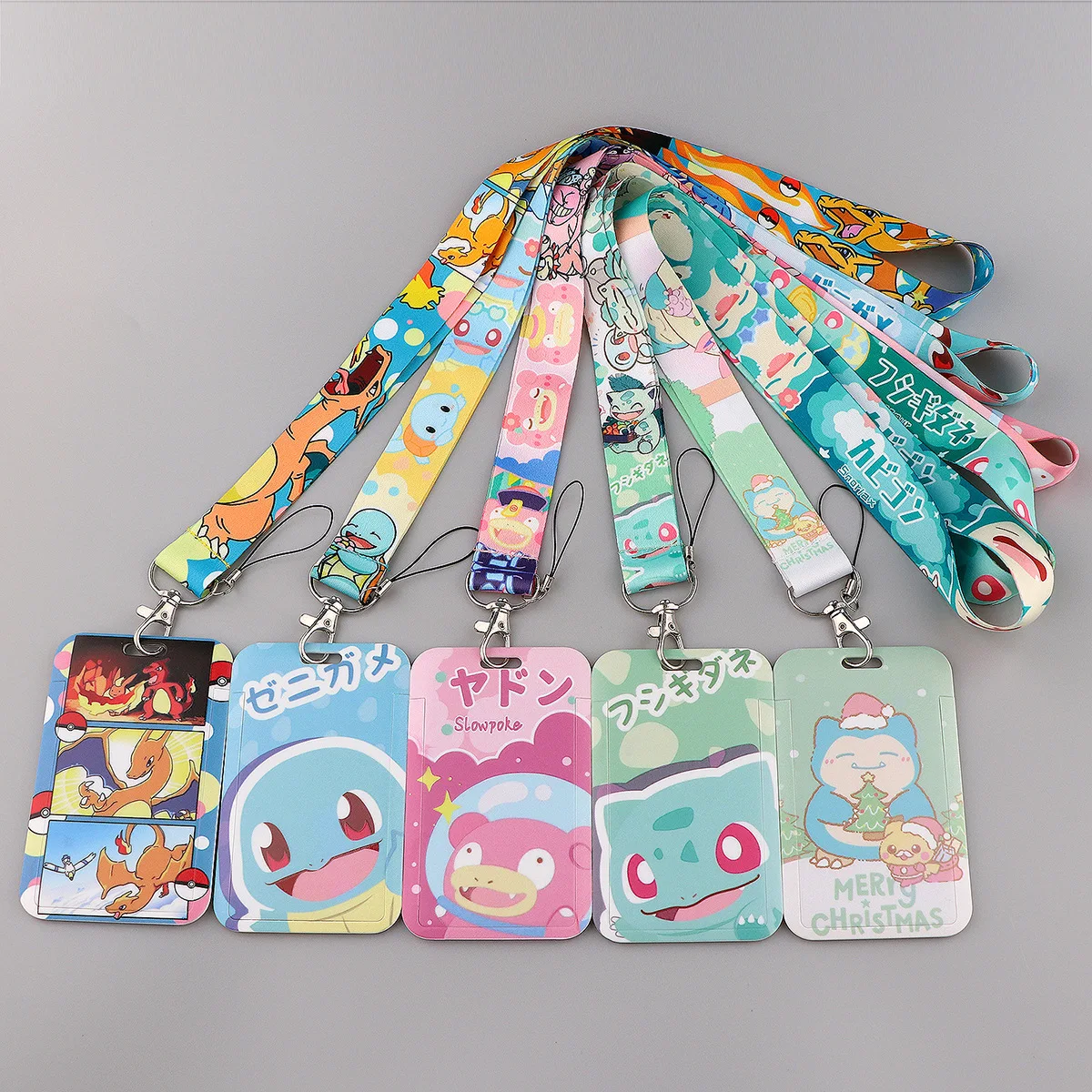 

Anime Pokemon Card Sleeve Cute Kawaii Pikachu Gengar Student Meal Card lanyard Protective sleeve Cartoon DOlls Keychain Gifts