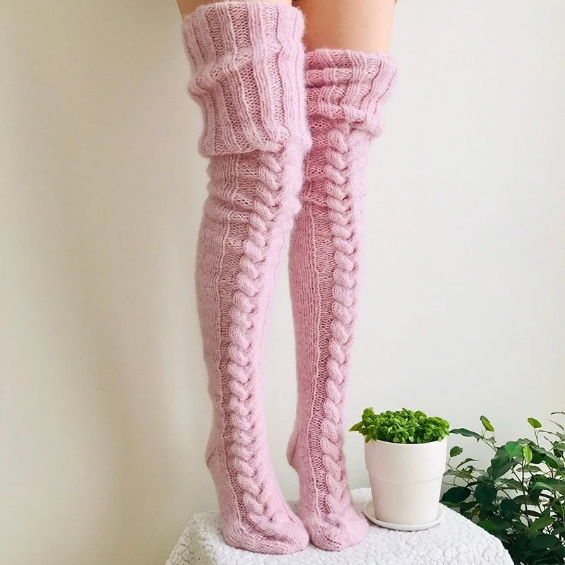Winter Warm Knitted Over Knee Socks Leg Warmer Female Thigh Sexy Long Stockings Leg Warmers Autumn and Winter Wool Socks