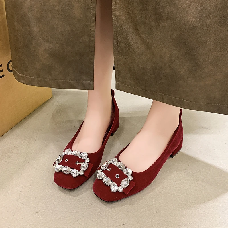 Летняя обувь с квадратным носком женские туфли на каблуке пряжкой осенняя