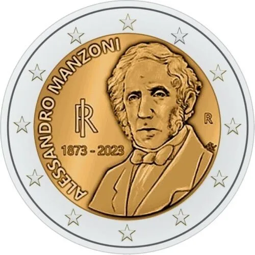 

Futures Italy 2023 Alessandro Manzoni 150 Th Anniversary 2 Euro Bimetal Coin 100% Original